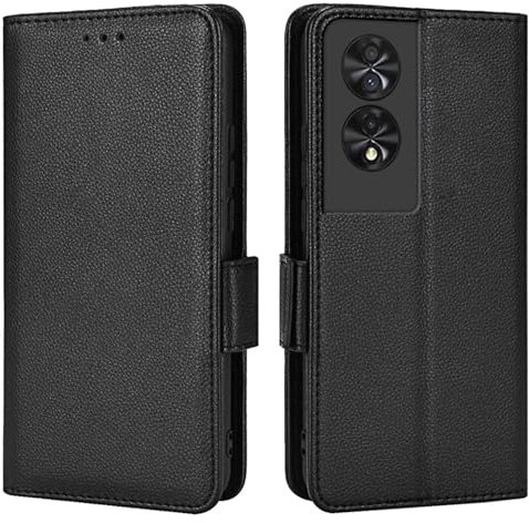 Topme Leather Case for TCL 40 NXTPAPER (4G) (6.78 Inches), [simple Lychee Pattern Series Phone Case] - Black