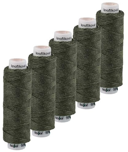 5x50m Leinen Garn Leinenzwirn Flachs Nähfaden robust strapazierfähig Farbwahl, Farbe:khaki