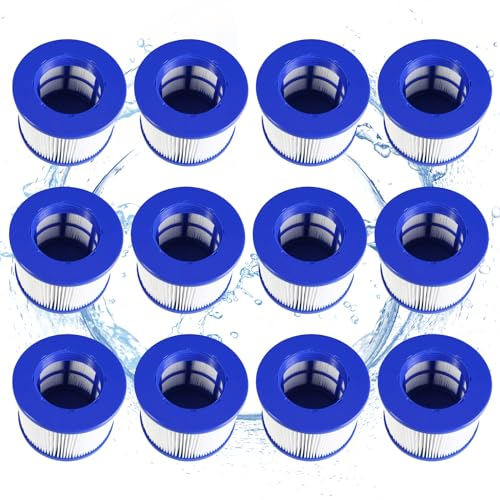 Denkmsd Filtro per Spa Gonfiabile, Infinite Spa, Cartuccia filtrante per Clever Spa, 75 x 100 mm, Altezza 75 mm, Filtro per Aquaparx (12 Pezzi)