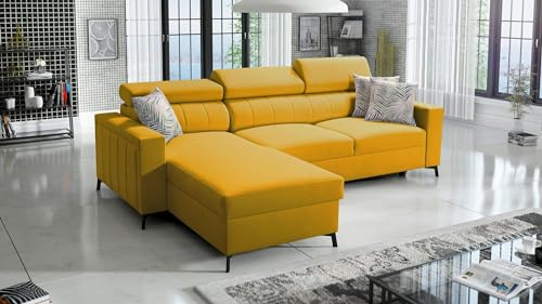 Best For Home | Veth I Mini L-förmiges Ecksofa mit Schlaffunktion und Bettkasten | Eckschlafsofa mit Stauraum | Perfektes Schlafsofa L-Form für Wohn- und Gästezimmer