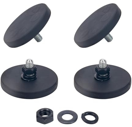 4 Stück Gummiert Magnet Mit M4 Außengewinde - 22mm Starker Halt, 3.5kg Haftkraft, Schraubbar Mit Loch und Gewinde
