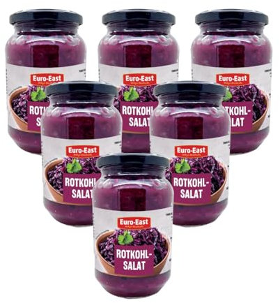 Euro-East Rotkohlsalat, gewürzt mit Zimt, Nelken und Apfel | 6er Pack im Glas x 450g | vegan, glutenfrei