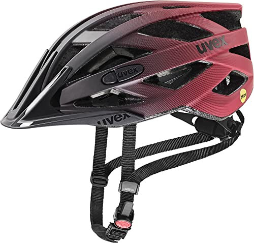 uvex i-vo cc MIPS - Leichter Allround-Helm für Damen und Herren - MIPS-Sysytem - erweiterbar mit LED-Licht - Black-red matt - 56-60 cm