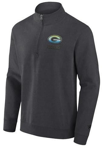 Green Bay Packers NFL Sweatshirt Pullover Gradient 1/2 Zip Crew (DE/NL/SE/PL, Alphanumerisch, XL, Regular, Regular, Braungrau)