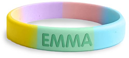 bienpegado Pulsera personalizada SOS para niños de silicona Ideal para salidas y paseos. En varios tamaños y colores. Resistente al agua y duradera.