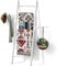 Metal Blanket Ladder, 7-Tier Towel Rack with Ajustable Side Rack, Blanket Rack Stand for Living Room, Bathroom, Quilt Display Ladder Shelf, Farmhouse White