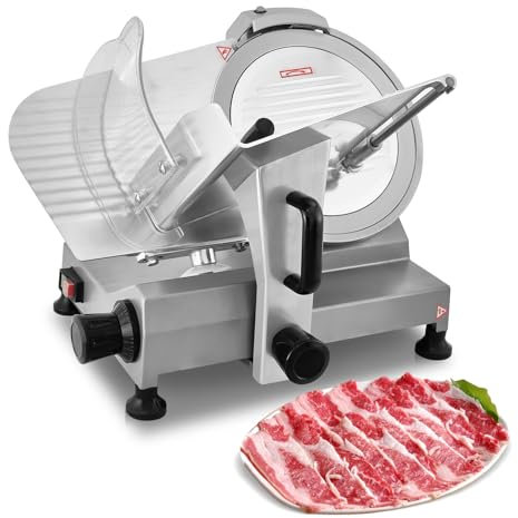 Hakka Commercial Meat Slicer Machine,Electric Food Slicer Cheese Slicer Cutting,Cut Ham, Frozen Meat Without Bone Slicer,1400(r/min) φ300mm Aluminum Alloy for Restaurants, Hotels