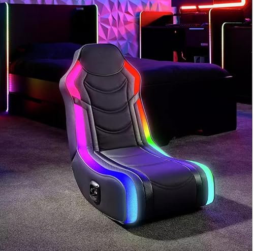 Genuine X Rocker Chimera MK2 RGB Sync Junior Floor Rocker, Light Up LED Gaming Seat with 2 Audio Speakers, RGB Lighting Options, 2.0 Audio Speakers, Folding Seat for PS4, PS5, XBOX, Switch - Black