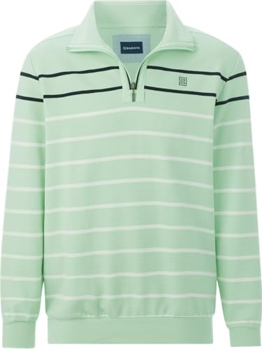 BABISTA Herren Sweatshirt Modastella | Pullover aus 100% Baumwolle maritimer Look mit Streifenstruktur, Umlegekragen mit Reißverschluss, elastische Bündchen