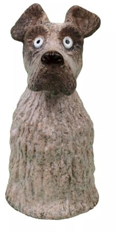 Generisch Zaunhocker Hund 19 x 9 x 11cm Pfahlhocker Zauntier Gartendeko Figur Gartenfigur aus Steingut (Herbert)