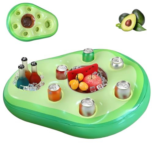 Obst Poolbar, Aufblasbarer Getränkehalter Schwimmender, 2in1-Getränke und Snackhalter Poolbar 8 Löcher Große Kapazität Untersetzer, für Party Pool Strand Mottoparty, Flaschenhalter Sommer Schwimmbad