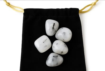 Piedra Rutilo blanco Natural - 5 Cristales Pulidos con Propiedades Energéticas, piedra(Rutilo blanco, 5 PCS)