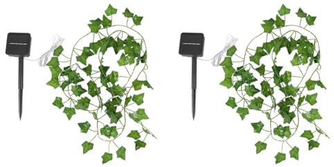 Steowsey Lot de 2 guirlandes lumineuses solaires à DEL en lierre artificiel de 10 m, pour jardin, terrasse, cour