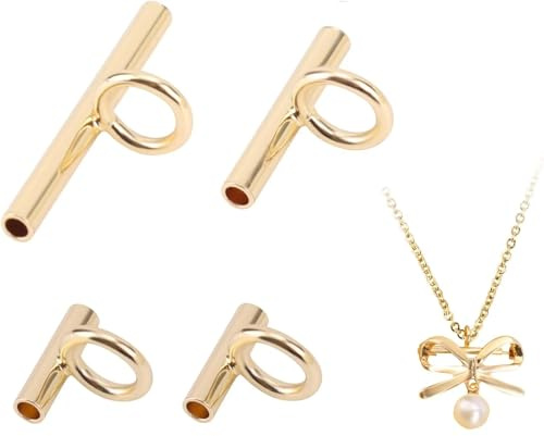 4Pcs Pin to Pendant Converters,Pin Necklace Adapters Brass Pin to Necklace Converter Pendant Converter Gold for DIY Jewelry Making, Crafts Accessories