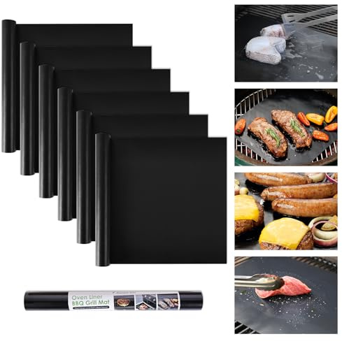 6er Set BBQ Grillmatte für Gasgrill 32x40cm | Grillmatten Teflon Grillplatte,Antihaft Grill Matte Backmatte, Wiederverwendbar Grill Matten für Gasgrill und Holzkohle, PFOA-Fre