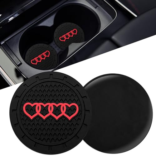 2Pack - 2.75inch Love Heart Car Cup Holder Coaster for Audi Jeep Toyota Honda Ford Chevy GMC Dodge Subaru Cadillace Kia Hyundai Volkswagen BMW Mercedes Benz & More Interior Decorative Accessories