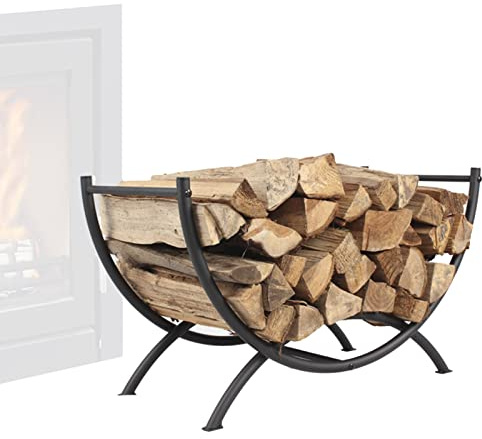 Brennholz, Brennholzregal, Brennholzregale, Metall-Holzstapler for den Kamin, rostbeständiges Brennholzregal for die hintere Feuerstelle, Brennholzlagerung for den Geräteschuppen unter der Traufe