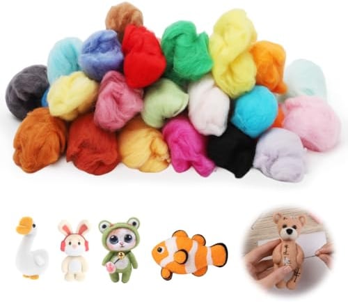 RANJIMA 36 Farben Filzwolle Set, 180g Märchenwolle aus reiner Schafwolle für Nadelfilzen und Nassfilzen Ideal für Filz-Basteln, Stricken & DIY Anfänger