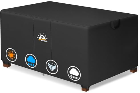 Zettum 91 x 55 x 45 CM Funda de mesa de café Jardín, Impermeable Cubierta para Muebles de 600D Oxford en Revestimiento de PU, Tela Protector para Rectangular Mesa Anti Viento Cubierta Mesa Anti-UV