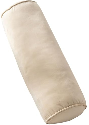 JORTUIO Nackenrollenbezug Rollenkissen 50x17cm Zylindrisches Nackenrolle Nackenkissen Abnehmbar Rohrkissen Dekokissen,für Kopf, Nacken, Rückenstütze Reisekissen(Beige)