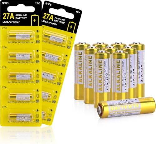 27A 12V L828f Alkaline Battery, 10 Pack A27 A27S L828 G27A V27A LR27A MN27 CR22 12 Volt Battery for Remote Controls, Key Fobs, Wireless Alarms, GPS Devices