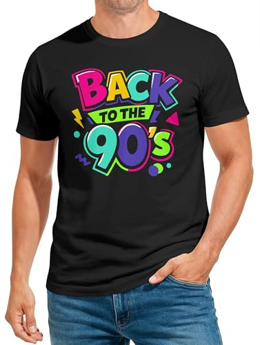 MoonWorks® Herren T-Shirt Vibes of the 90s Party Fasching Karneval Kostüm-Ersatz Verkleidung Last Minute Männer Funshirt