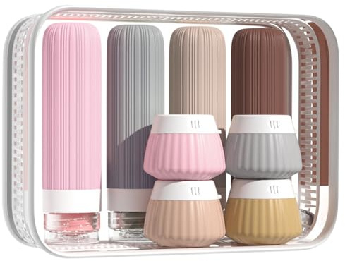 DINGFENG Pochette 8 Pcs Silicone Flacon Voyage TSA 90ml Contenant 100ml