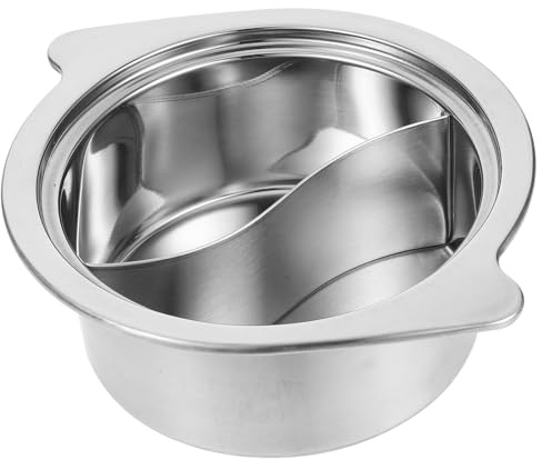 ASAKKURA 16cm Stainless Steel Hot Pot with Divider, Deep Dual-Flavor Hotpot Soup Cooker for Induction Stove, Single Piece Small Cooking Pot for Kitchen and Picnic Use