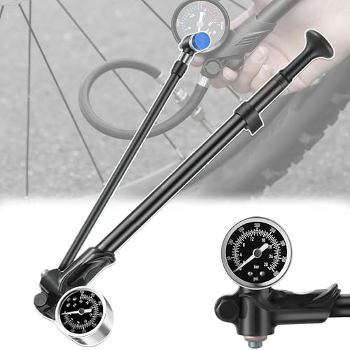 MINGZE 400 Psi Bicycle High-Pressure Pump, Bike Pump With Pressure Gauge, High-Pressure Bike Shock Pump, Portable Precision Cycle Shock Pump, For Suspension Fork And Rear Shock Aluminum Build
