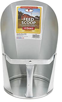Little Giant® Galvanized Feed Scoop for Livestock | Heavy Duty Stackable Feed Scoop with Enclosed Handle (4 Quart, 1, Count)