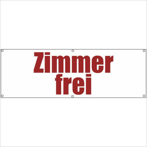 Werbeplane - Gerüstplane - p088 - ZIMMER FREI - NEU - 200 cm x 67 cm - Plane für Baustelle, Garten, Zaun oder Veranstaltung im Sommer - Winter - auch personalisiert