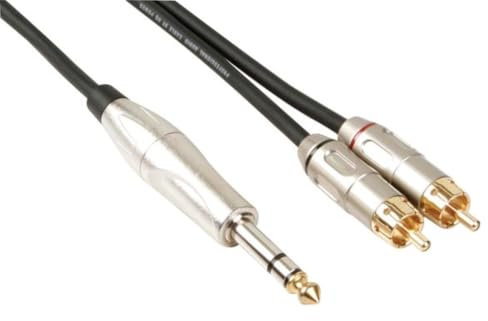 HQ-Power Câble RCA-jack, 2 x RCA mâle, 1 x jack 6.35 mm, stéréo, 6 m, parfait pour la transmission sonore