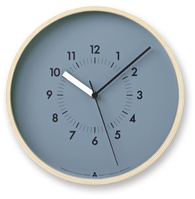 Lemnos Wanduhr Awa Clock-Soso/Designer Wanduhr ohne Tickgeräusche aus Japan/Wanduhr modern mit schleichender Sekunde/Küchenuhr, Uhr Wohnzimmer/Clock – Farbe blau