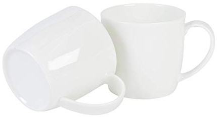 Pair of Plain White Fine Bone China Boston Mugs
