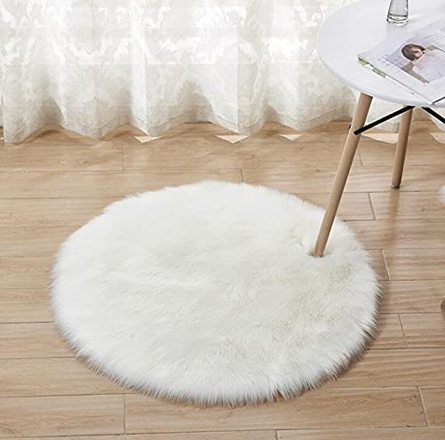 Kunstfell Pelz Stil Teppich Faux Fleece flauschig Bereich Teppiche Anti-Rutsch Yoga Teppich für Wohnzimmer Schlafzimmer Sofa Boden Teppiche (Weiß, 60x60cm)