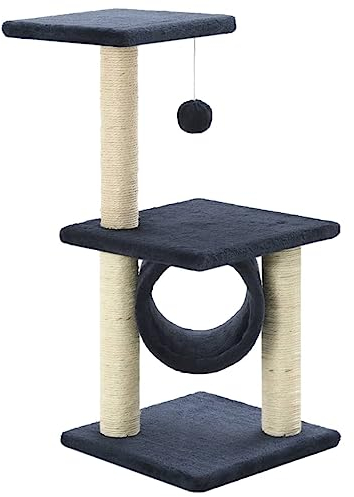 vidaXL Arbre à Chat avec Griffoirs en Sisal 65 cm Bleu Foncé Echelle Grattage