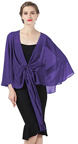 BEAUTELICATE Chiffon Schal Stola Bolero Damen Für Abendkleid Festlich Hochzeit Braut Frühling Sommer in Verschiedenen Farben - Violett - Gr. Einheitsgröße