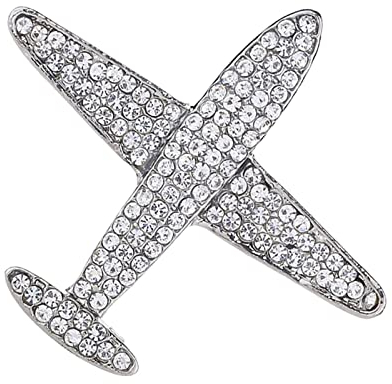Sharplace Sicherheitsnadel Flugzeug- Anstecknadel Brosche Button Anstecker Trachtenbrosche mit Strass, Geschenk für Herren, Silber