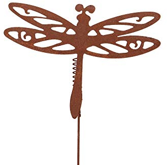 RM Design Gartenstecker Rost Libelle mit Wackelfeder Klein