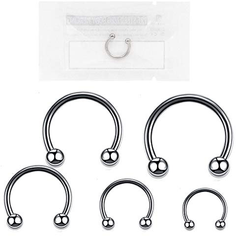 Warrior Piercing Hufeisen Circular Barbell Septum Nase Tragus Helix Knorpel Steril Titan G23 Einzelstück Größe Messen 16G (1,2 mm) Einzelstück (14)