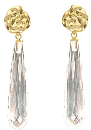 Ohrringe gold Bergkristall Tropfen Ohrstecker hängend Silber 925 mit Stein