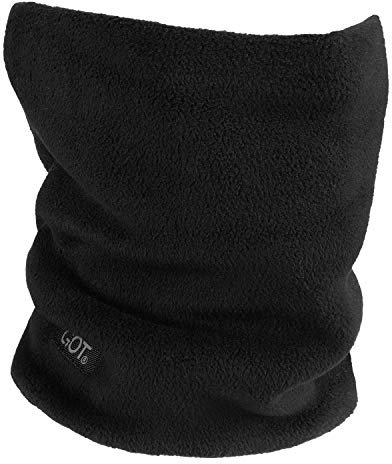 GOT Sports Polar Fleece Neck Warmer - Double-Layer Winter Ski Face Mask - Neck Gaiter Scarf for Skiing, Snowboarding, Running (Black)