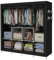 ACCSTORE Portable Wardrobe Clothing Wardrobe Shelves Clothes Storage Organiser With 4 Hanging Rail,Black