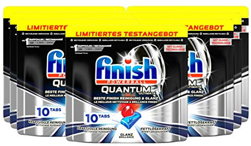 Finish Quantum Ultimate Spülmaschinentabs – Geschirrspültabs mit 3-fach Wirkung – Kraftvolle Reinigung, Fettlösekraft und Glanz – Vorratspack mit 70 Finish Tabs (7 x 10 Tabs)