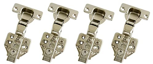 LIKERAINY 105 Degré Rentrant Charnières 35mm avec Amortissement pour Porte de Placard Cuisine Charniere pour Meuble Armoires Ferrage Rentrant Applique Lot de 4