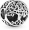 Annmors Offen Gearbeitetes Familiäre Wurzeln Charms für Armband 925 Sterling Silber Anhänger