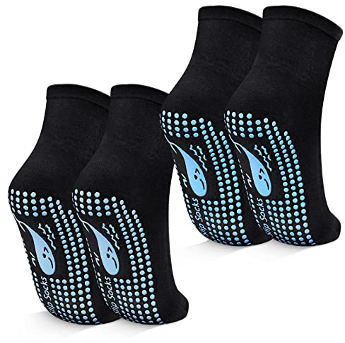 TENQUAN Yoga Socken, 2 Paar Stoppersocken für Damen und Herren, Rutschfeste Griffsocken für Yoga, Pilates, Krankenhaus, Barre oder Heimsport und Bewegung (2 Paar Schwarz, Unisex 39-42)