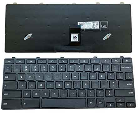 Sierra Blackmon Laptop Replacement Keyboard Compatible for Dell Chromebook 11 3100 5190 Series with Lock Key TPN-136US001909 AE09U018 NSK-EJ1SW 0H06WJ 490.0DQ07 US Layout, Black and No backlight
