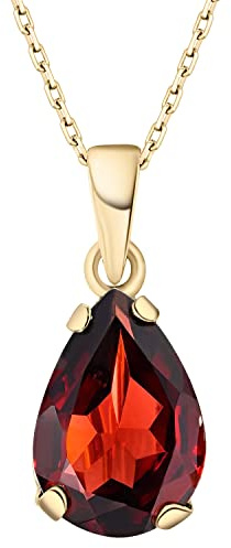 14K Gold Plated Garnet Necklace for Women - January Birthestone Teardrop Necklace - Gold Jewelry for Women - Dainty Gold Necklace - Everyday Necklaces - Gold Necklaces for Women