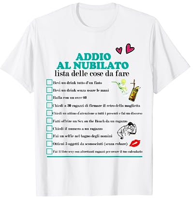 Maglia SPOSA, Addio al Nubilato, Gioco Lista Cose da Fare Maglietta